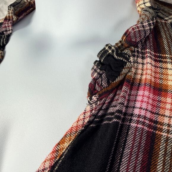 Cloth & Stone for Anthropologie Top Large Soft Flannel Plaid Ruffle Trim Charley - Picture 3 of 16